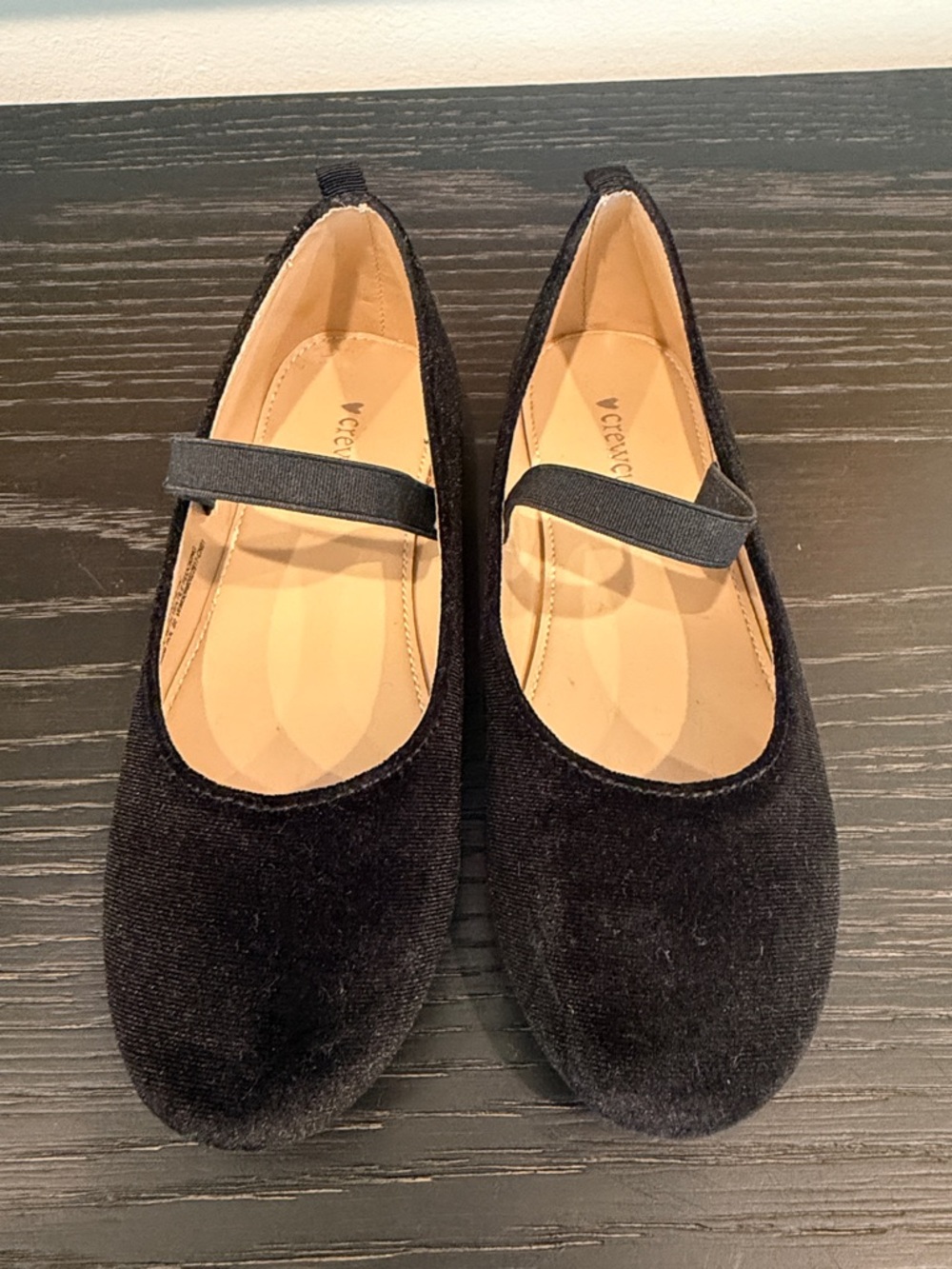 J. Crew Black Velvet Mary Jane Flats for Girls